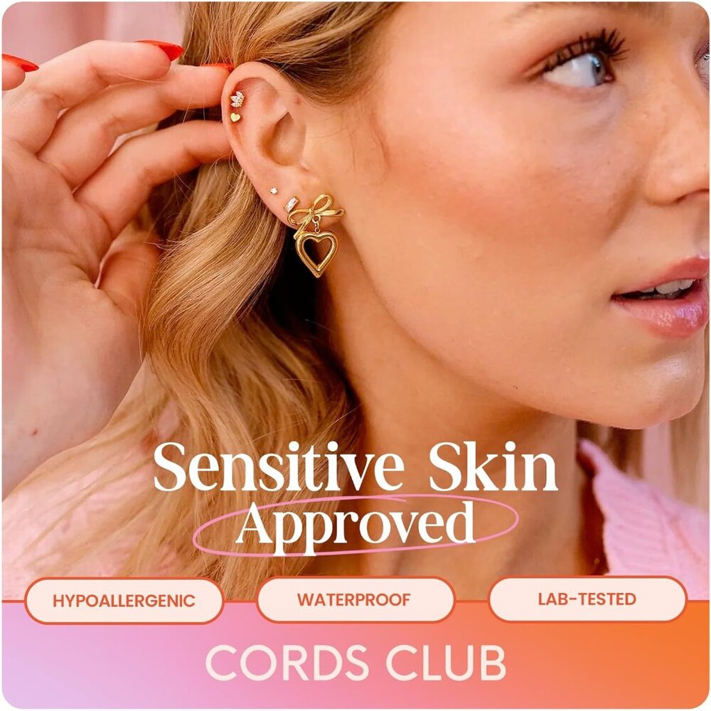 Gold Plated Titanium Flat Back Zircon Stud Earrin… - image 4